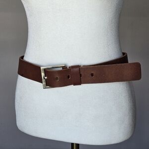 Boconi Brown Leather Men's Western Perforated Belt Silver Tone Metal Buckle 32